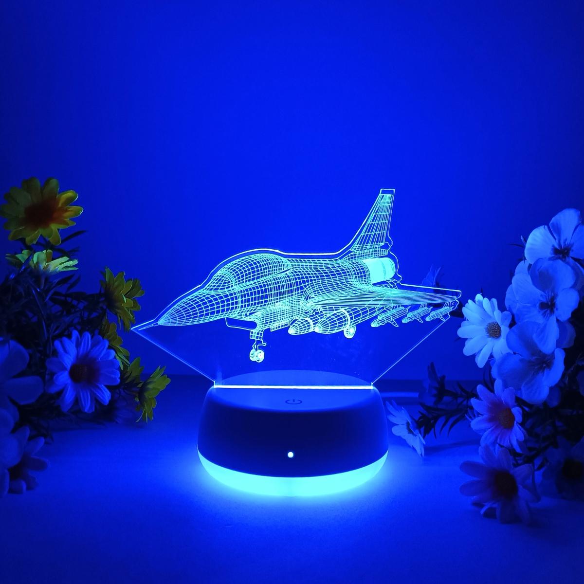 1pc Fighter Jet 3D Night Light, USB Powered Touch Switch, Color Changing LED Lamp, Indoor Decorative Light for Bedroom Living Room Decor, Ideal Gift