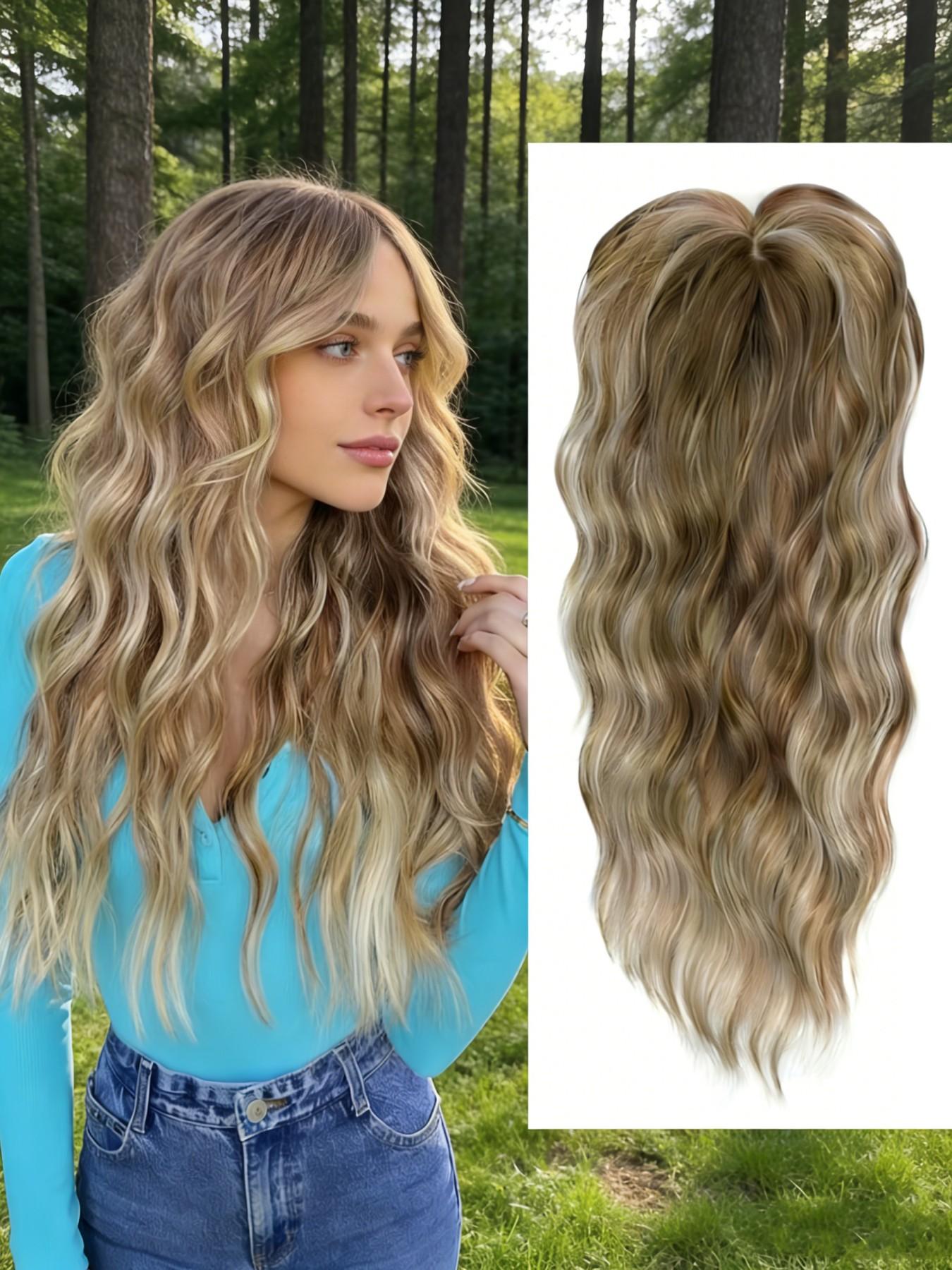 ✨Viral Long Wavy Hair Topper, Dark Brown Balayage with Natural Highlights, Invisible U-Part Clip-In Extensions, Glueless Easy Wear for Natural Looking Hair