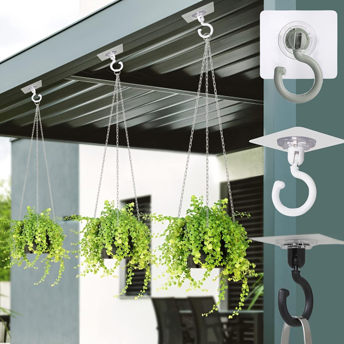 10 self-adhesive ceiling hook sets, designed specifically for hanging, rotatable, no drilling required. Very suitable for hanging plants, lanterns, wind chimes, and other holiday decorations, multifunctional hooks, Hanging Plant Hanger