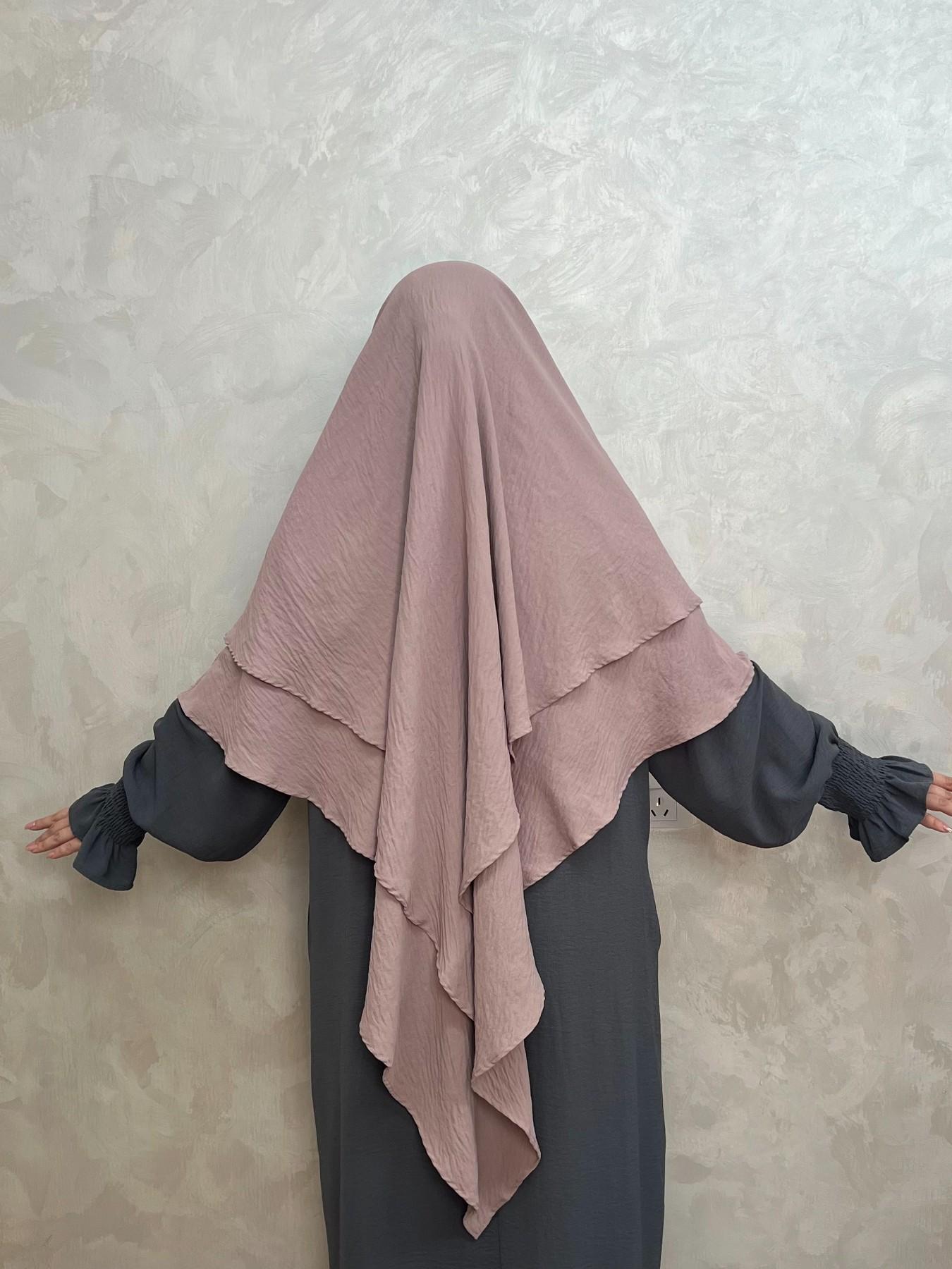 Muslim Women's Two-Layer Long Scarf, Modest Style Headscarf, Hijabs, All Seasons Wear, No Ca Prop 65 Warning, Perfect for Daily Use, Modesty