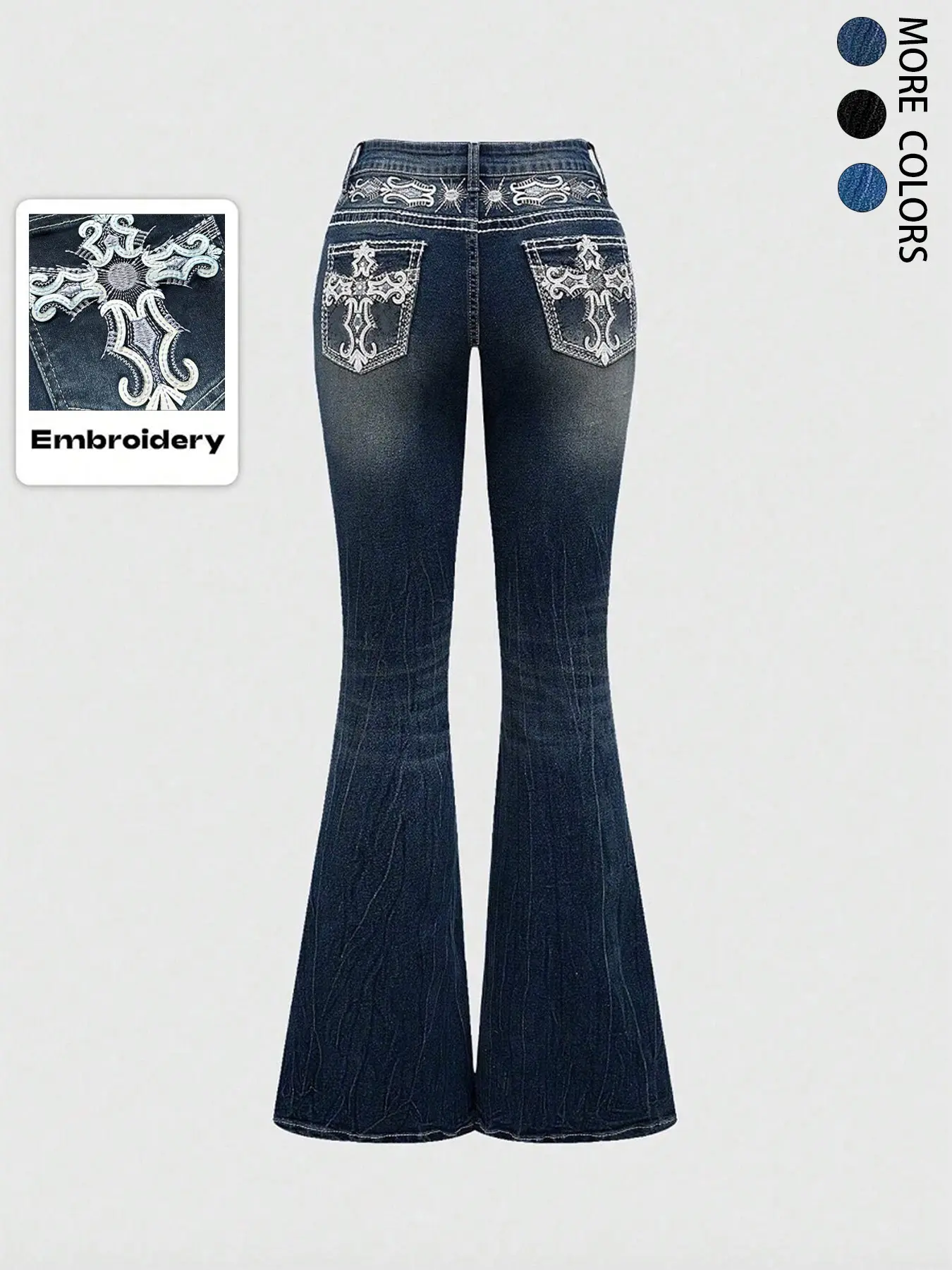 Grunge Punk Y2K Retro Streetwear Pocket Cross Wings Embroidered