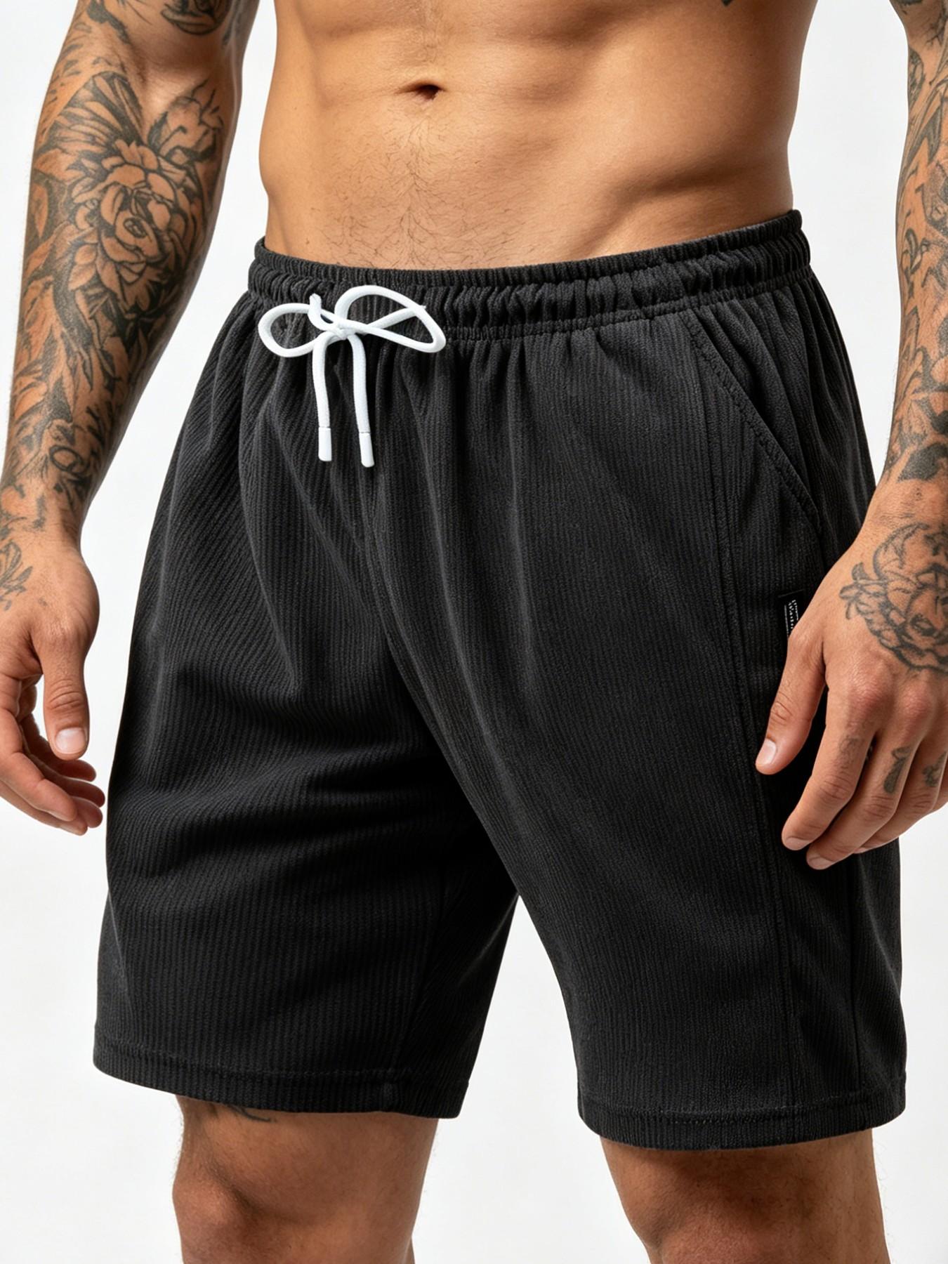 Men's Sporty Casual Shorts, Summer Chenille Elastic Waist Comfortable Breathable, Beach Outdoor Hiking Daily Commute