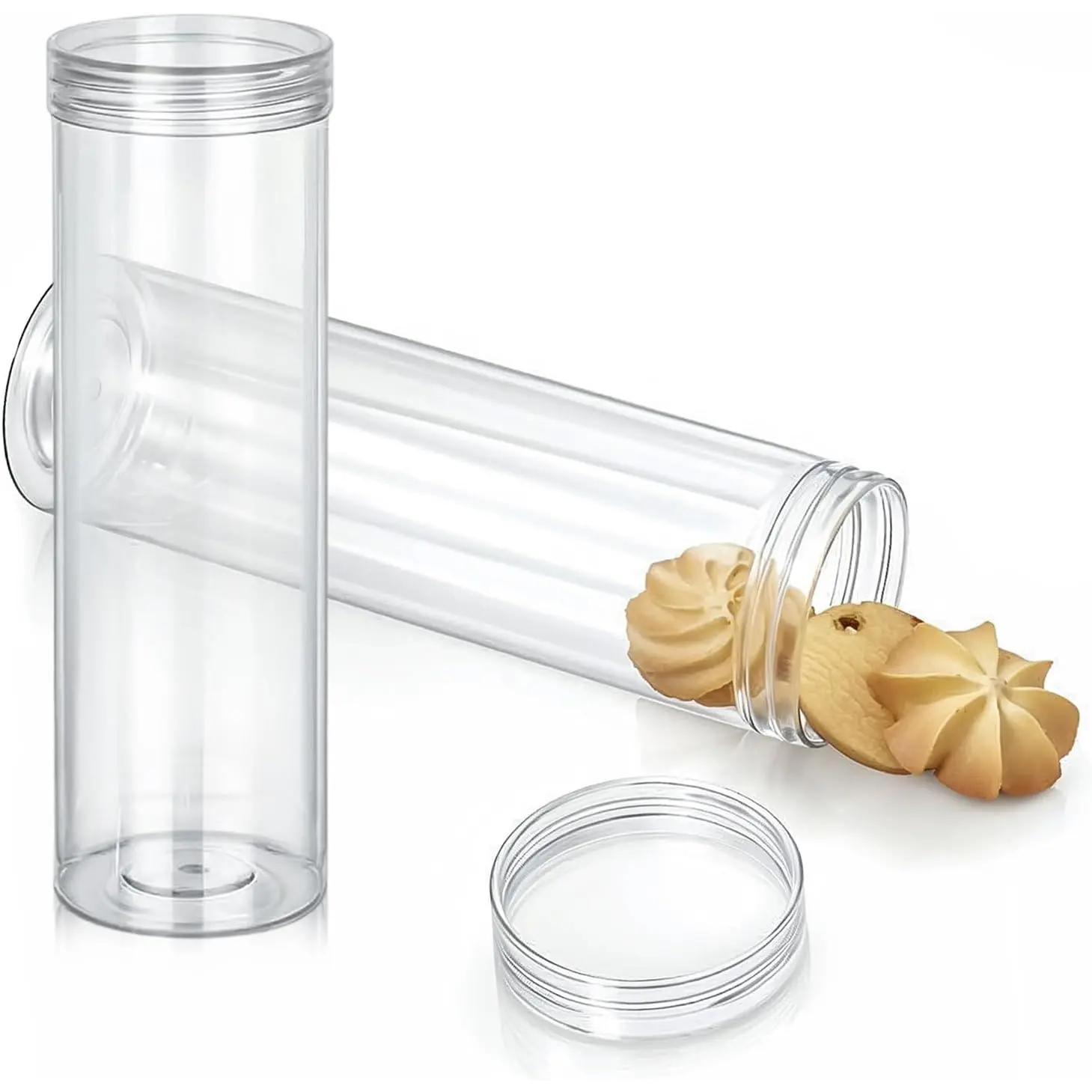 Storage Container Round Cookie Containers Cookie Storage Plastic Cracker Keeper Transparent with Lid Airtight Spaghetti Clear Cylinder CookieHolder FoodStorage