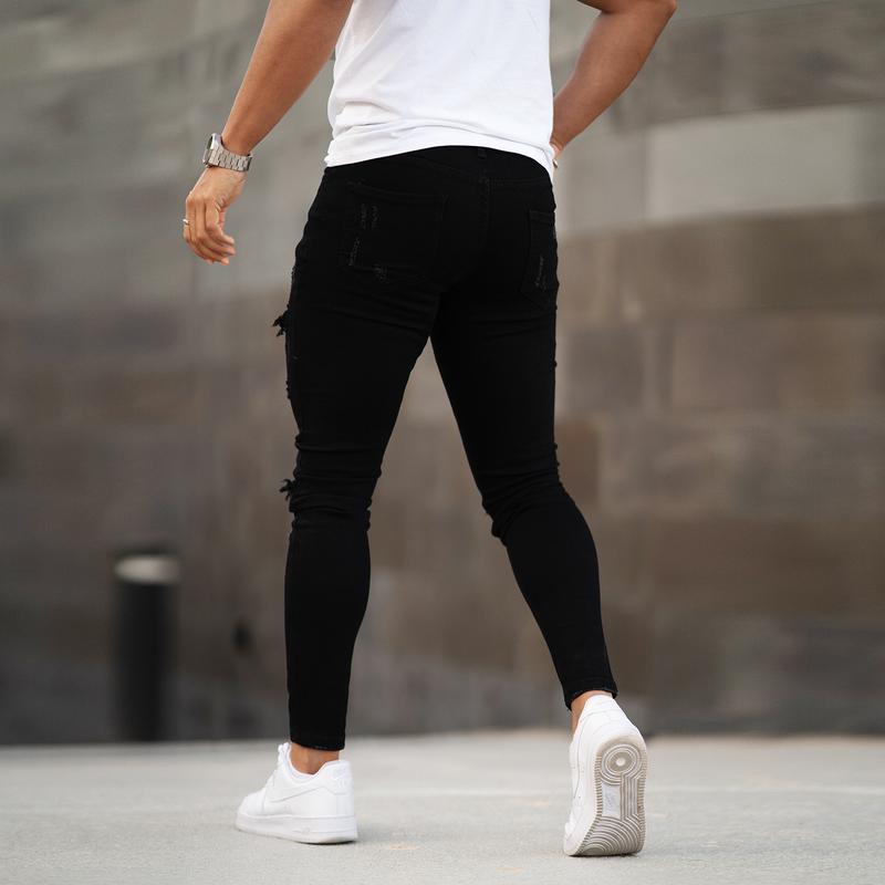 GINGTTO Men's Ripped Skinny Jeans Slim Fit Stretch Denim Pants Distressed Tapered Leg Fashion Pants