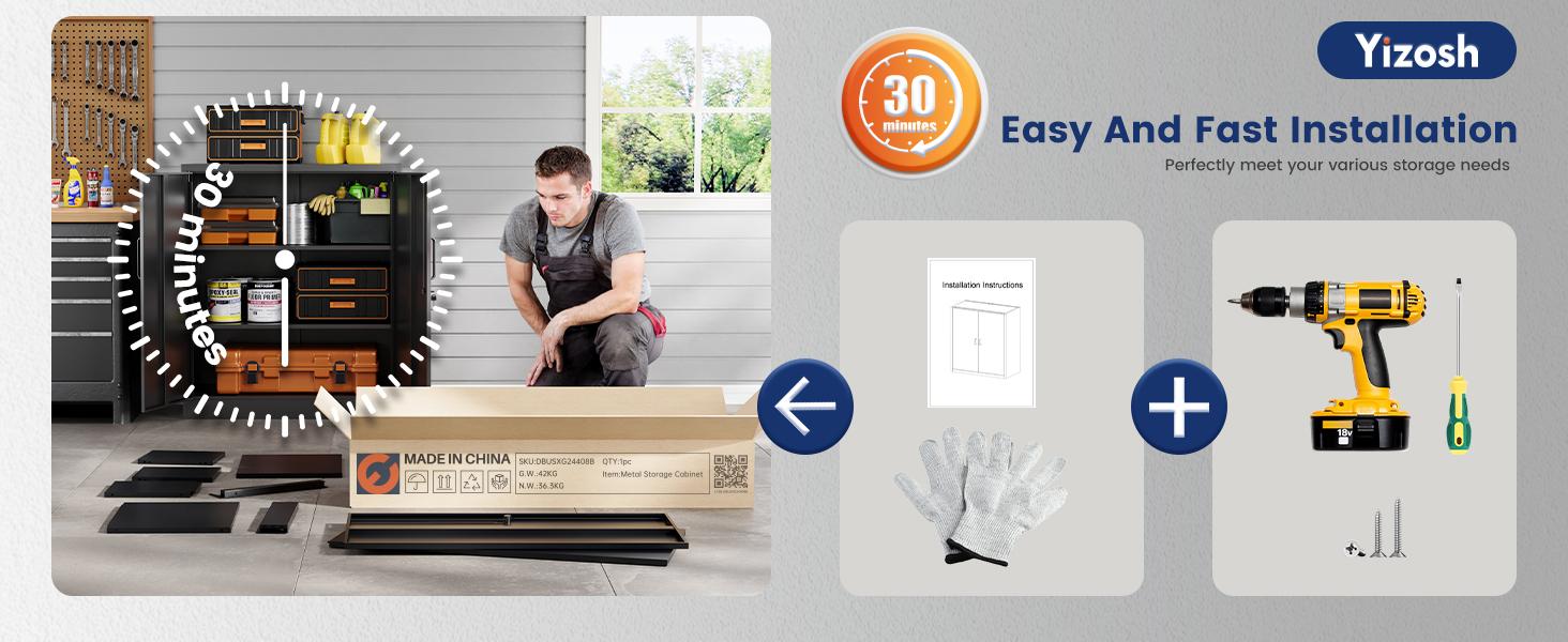 Yizosh Metal Storage Cabinet with 2 Adjustable Shelves, Steel Counter Cabinet with Lockable Doors for Home Office (Black) Yizosh Metal Storage Cabinet with 2 Adjustable Shelves, Steel Counter Cabinet with Lockable Doors for Home Office (Black)