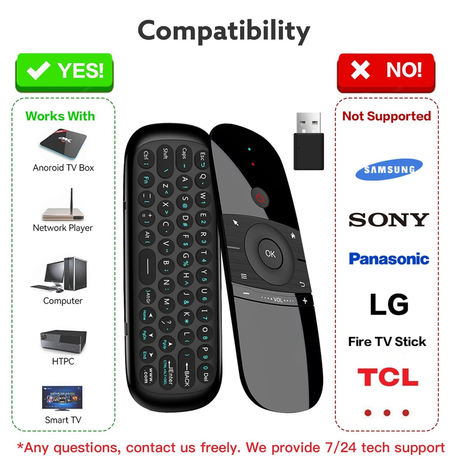 Wireless Remote Control for Nvidia Shield and Android TV, 2.4g Wireless Keyboard Mouse Controller for Projector Htpc PC, Not Support Samsung Lg Sony Tcl Tvs