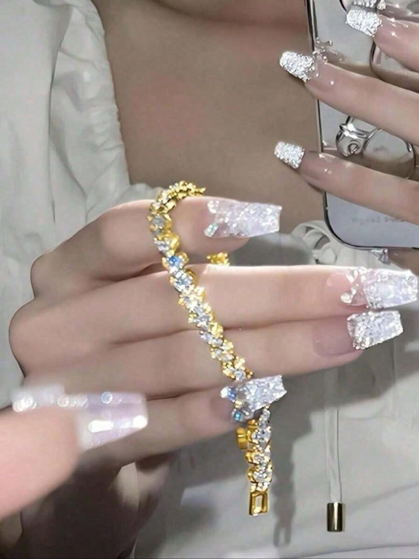 Roman Crystal Heart Rhinestone Bracelet Set, Elegant Design, Comfortable Fit, Perfect Gift for Sisters & Mothers, Ideal for Special Occasions, Exquisite Bracelet