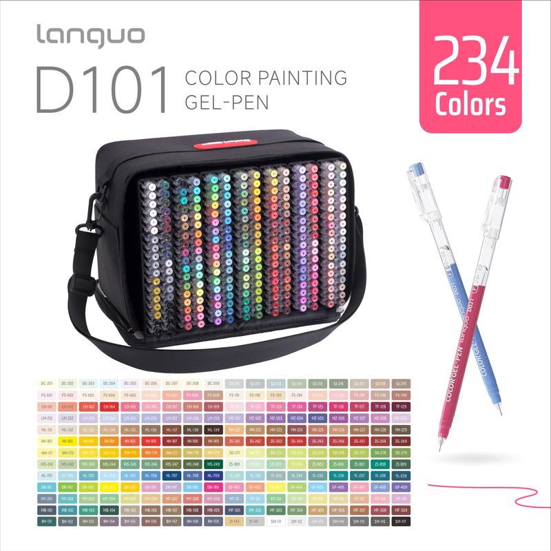 NEW 252 Pieces/234 Colors (Professional Edition) Languo Color Painting Gel Pen Set, 45/72/99/168 Pcs, with Storage Box, 0.6mm Needle Tip, Rich Color, Art Supplies for Diary, Card, DIY, Art Drawing Supplies