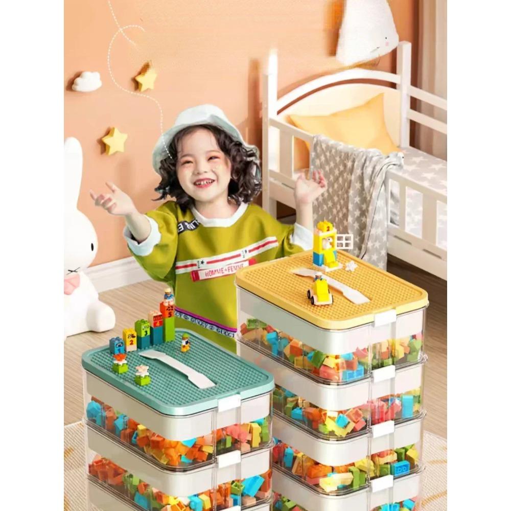 Home Use Children's LEGO Sorting Storage Stackable Building Blocks Storage Box Transparent Dustproof and Moisture-Resistant Plastic Storage Container