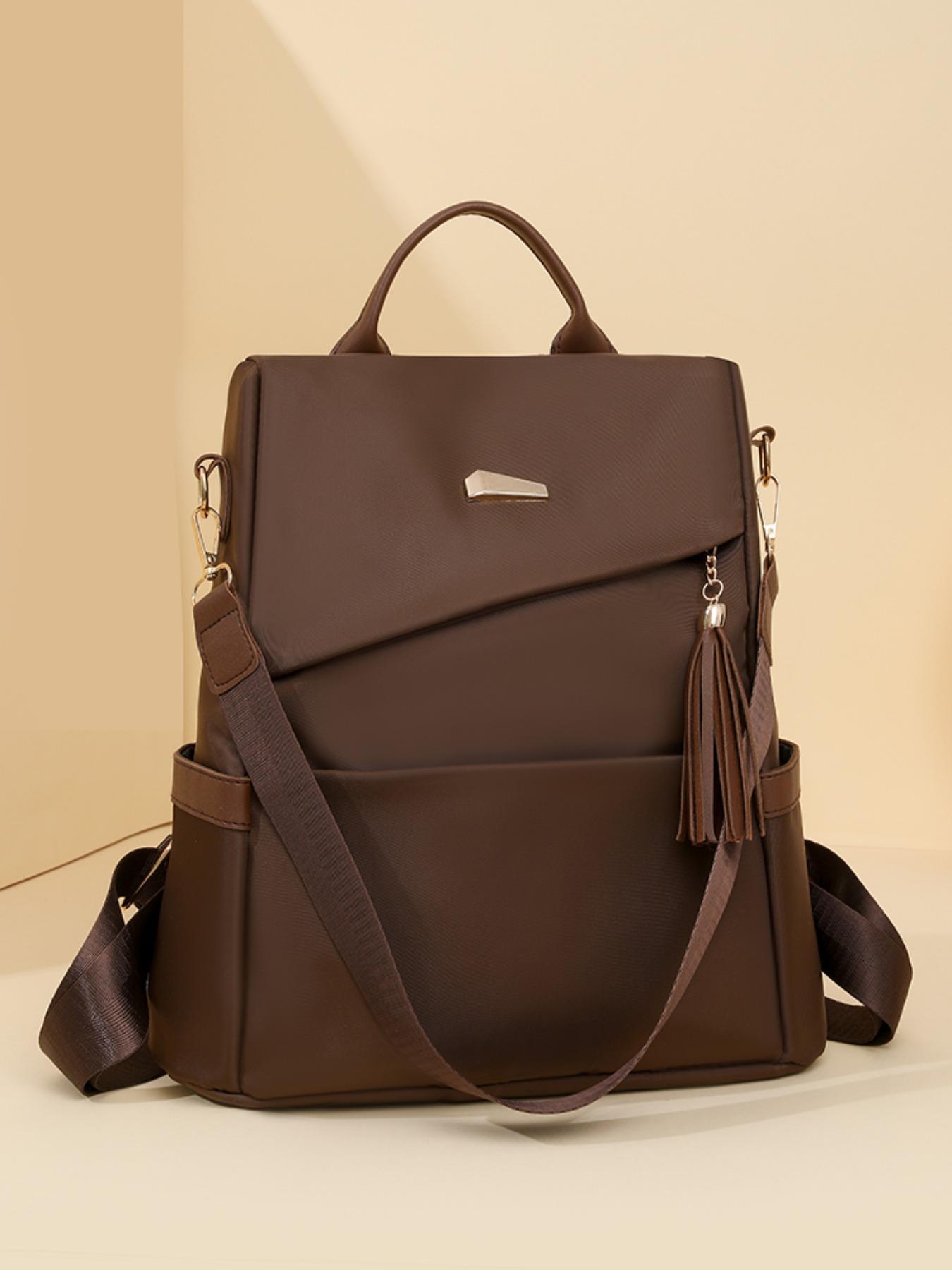 Women's Anti-Theft Backpack, Geometric Patchwork Design, Large Capacity Waterproof Bag, Casual Style for All Seasons