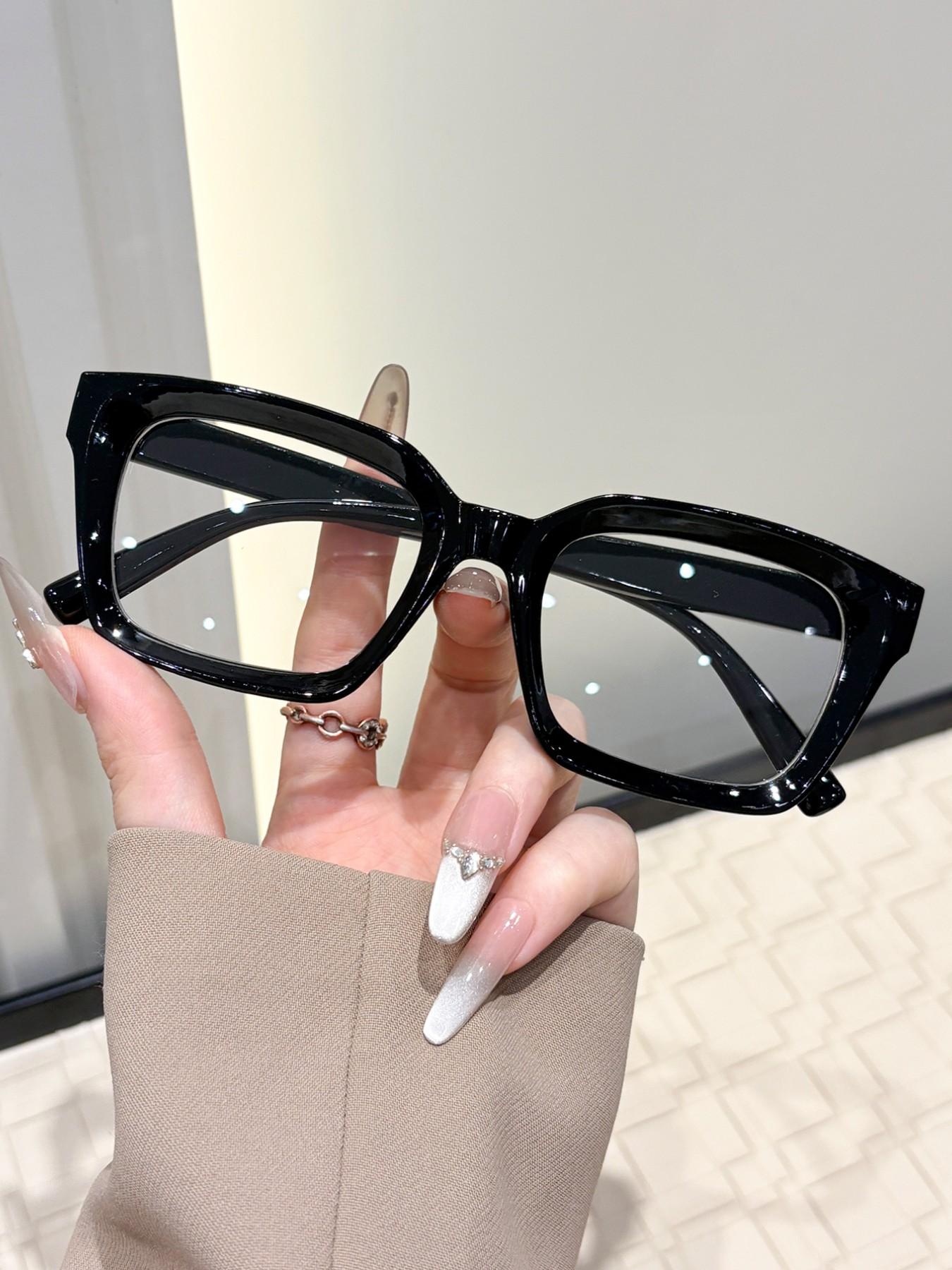 Women's Rectangular Casual Flat Mirror Glasses, Suitable for Office Commuting Daily Life, Simple Design, Perfect for Everyday Use