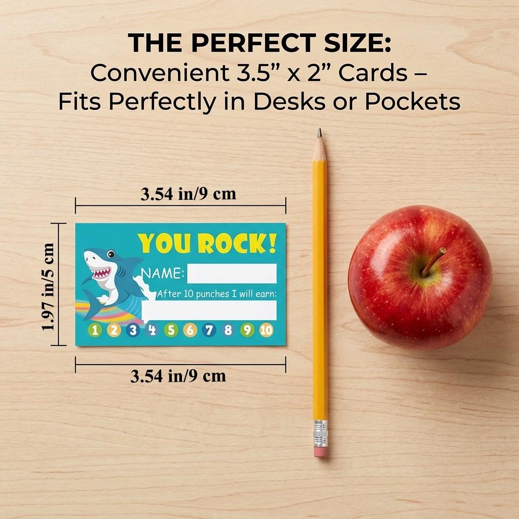 Points Punch Card (Business Card), Reward Motivation Card, Matte Finish, Colorful Design, Blank Back for Writing, Classroom/assignment/homework/business Points Record