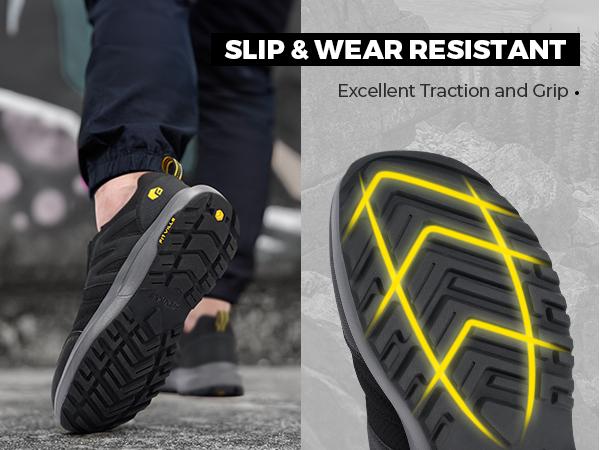 FitVille Men's Wide Trails Hiking Shoes for Men,  Slip-On Walking Shoes Trekking Hiking Sneakers with Arch Support Outdoor Explorer SpringStatements