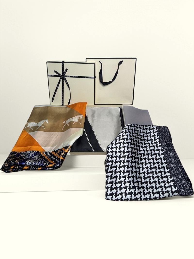 Valentine's Day 3-Pack Silk Scarf Gift Box Set, New Geometric Colorblock Shawl, Blanket Scarf, Fashionable Versatile Sun Protection Beach Wrap