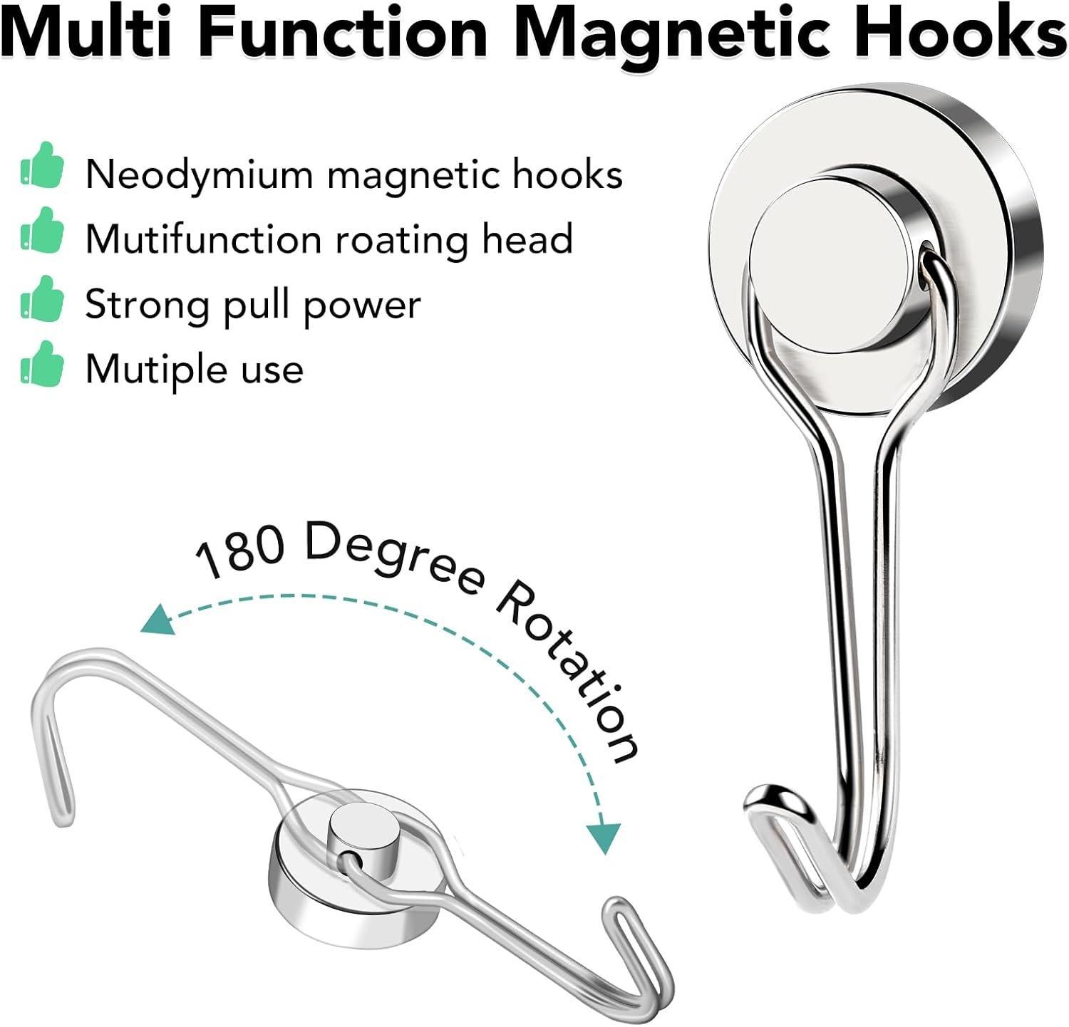 8 Pack Swivel Swing Magnetic Hooks 30LBS – Strong Neodymium Hooks for Cruise Cabins, Kitchen, Fridge & Other Magnetic Surfaces, Cruise Essentials 2026