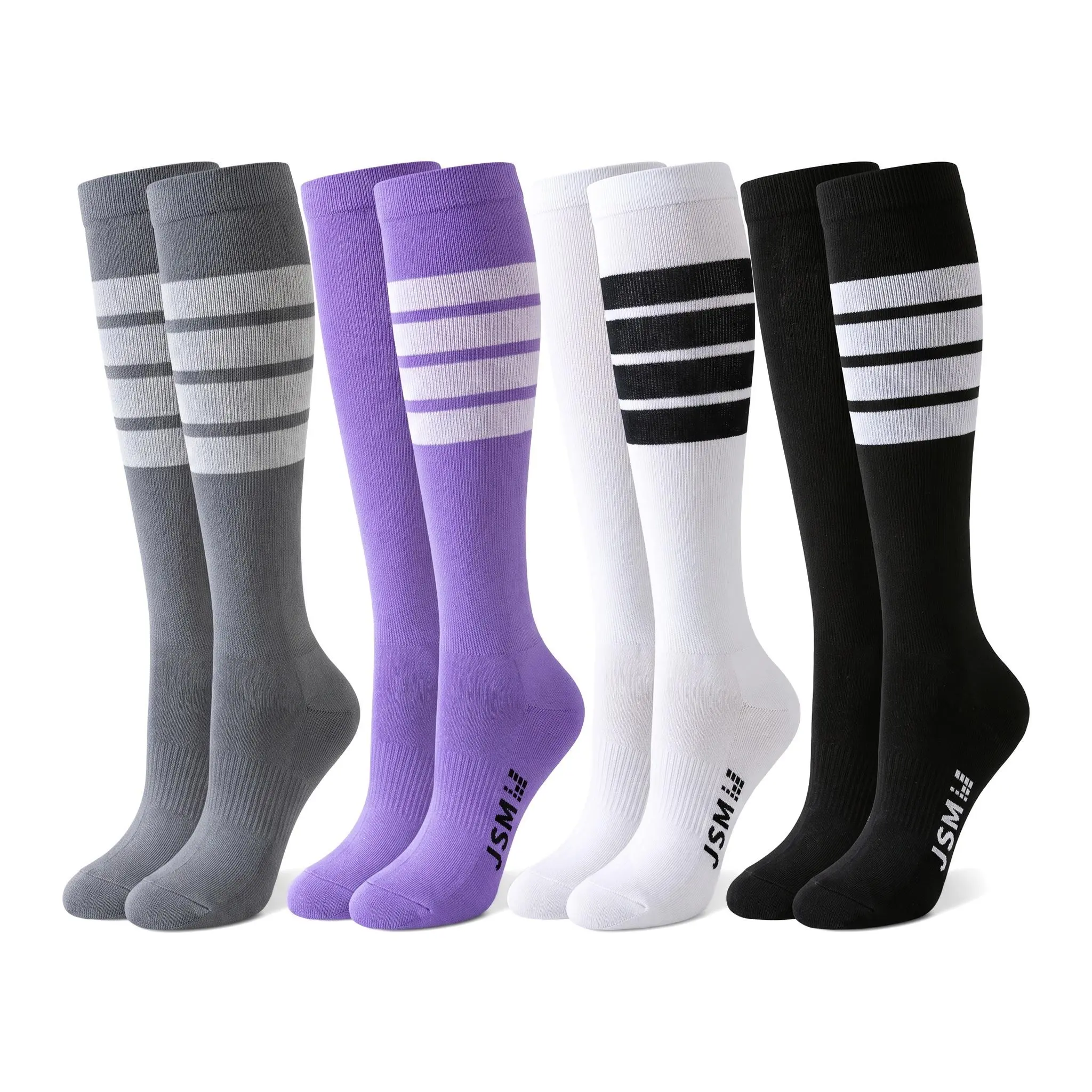 Cozy Compression Socks for Women Knee High Calf Support for Running Fitness Anti Slip Moisture Wicking Nylon Sports Socks for Gym Yoga Shaping Breathable Sweat Absorbing Friction Reducing All Season