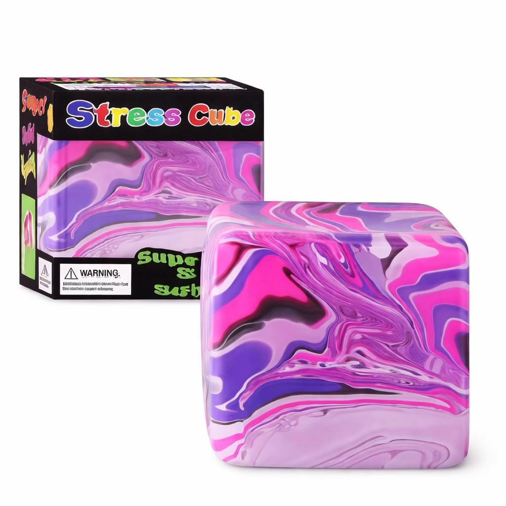 Anxiety-Relieving Squeeze Toy, Stress-Relief Fidget Cube, Substantial & Tactile Sensory Toy, Unique Swirled Color Design, Suitable for Adults & Children, Candy-Themed Stress Ball