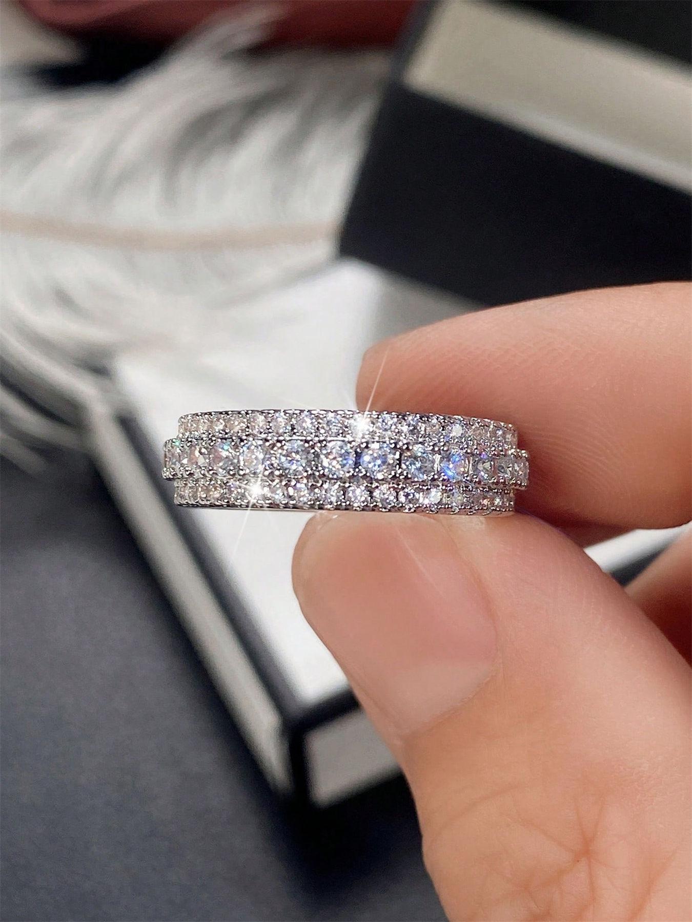 1 PC Simple Cubic Zirconia Ring For Women For Wedding Engagement Anniversary Party Jewelry Valentine's Day Gift