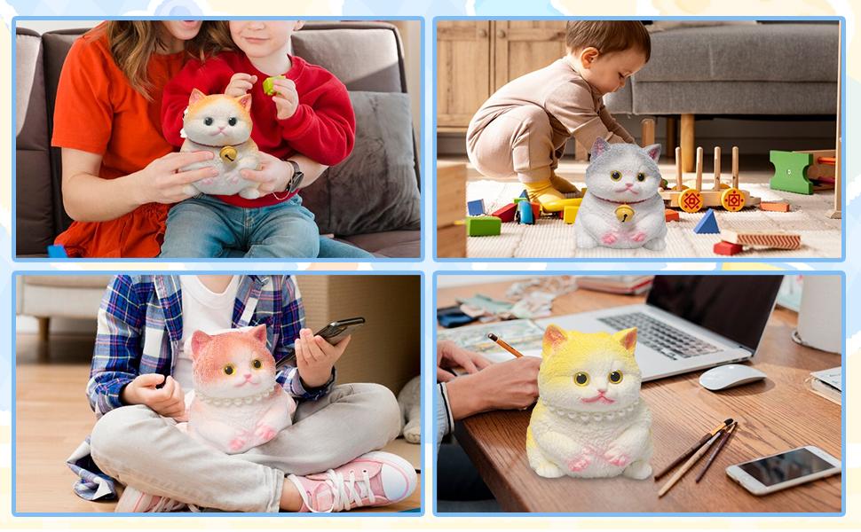 Household daily necessities 1pcs Yellow Big Squishy Cat Toy, Handmade Large Cute Soft Cat Funny Squeeze Toys for Stress Relief, Cat Shaped Squishy Toys,Cat Toy pet Simulation Cut cat Pinch Toy