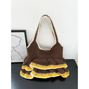 Handmade Crochet Ruffle Tote Bag