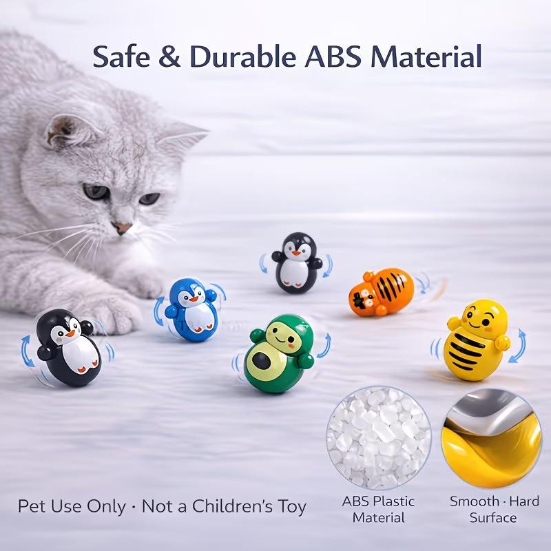 Indoor Cat Rolling Toy Set of 10, Self-Propelled Cat Toys, No Battery Required, Random Styles, Lightweight Plastic Puzzle Toys for Cats