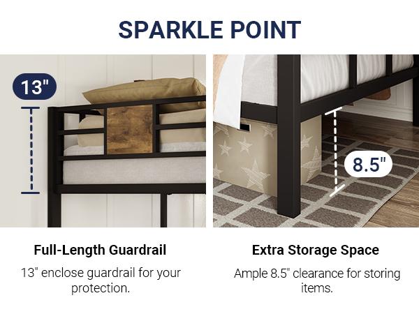 Allewie Twin Over Twin Bunk Bed with Rustic Wooden Accents, 【Frame Only No Mattress】Sturdy Metal Frame, Space-Saving Design, Noise-Free, Black,#TikTokShopBlackFriday #Christmas Gifts