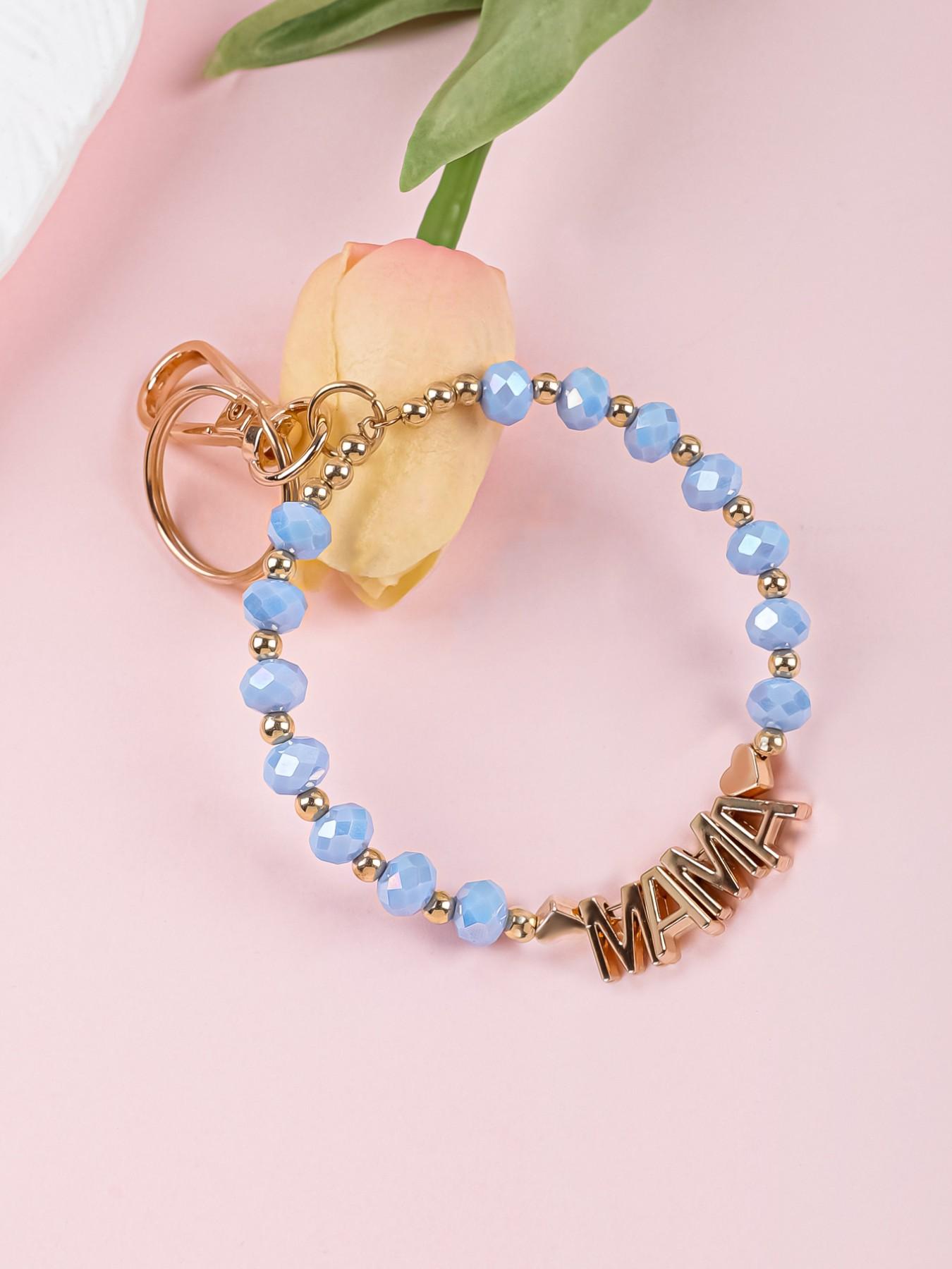 Handmade Beaded Mama Letter Keychain, Colorful Faceted Crystal Bracelet, Mother's Day Gift for Mom, Bag & Car Hanging Ornament