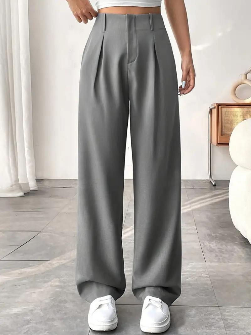 Elegant High-Waisted Wide-Leg Pants, Slimming Fit Spring Summer Fashion, Versatile Casual Business Wear, Long Comfortable Trouser Elegant High-Waisted Wide-Leg Pants, Slimming Fit Spring Summer Fashion, Versatile Casual Business Wear, Long Comfortable Trouser