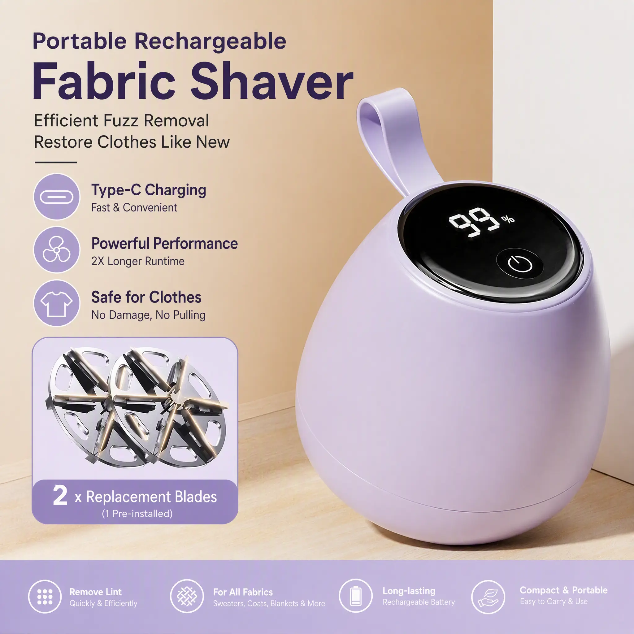 Multipurpose Rechargeable Lint Remover Portable Electric Clothes Fabric Shaver Household Bobble Fuzz Trimmer Efficient Clothing Depilling Tool Home Fabric‑Care Supplies