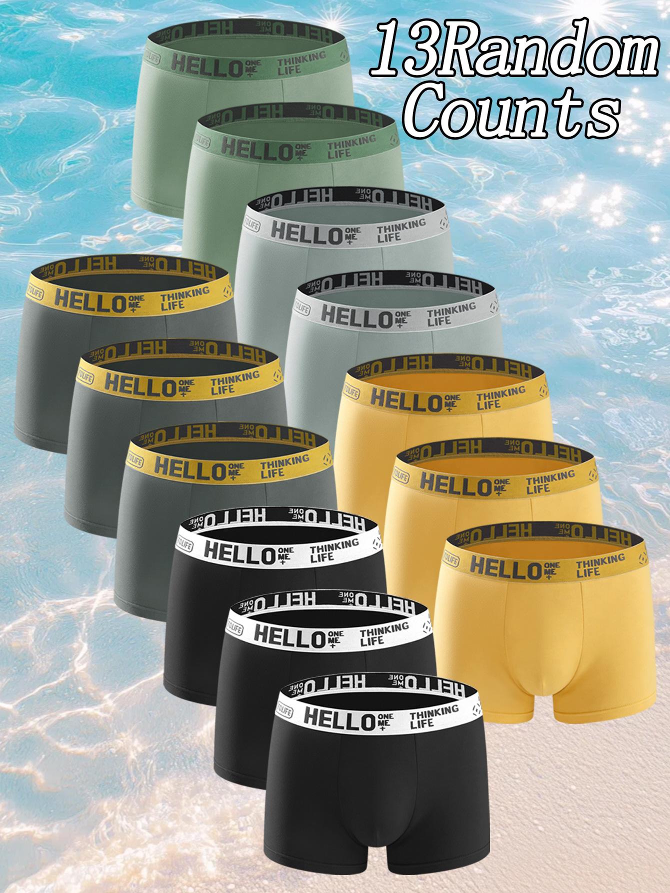 13 pcs random men's flat cornered underwear, Fashionable and comfortable boxer briefs, High elasticity, quick drying sports underwear, suitable home-based, comfortable men's flat underwear, Men's Novel Underwear, Suitable for wearing in all seasons.