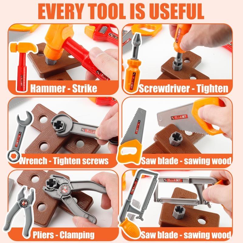 Kids 22Pcs Tool Set -Construction Toy with Toolbox &Electronic Drill, Pretend Play forToddlers Aged 3-7, Birthday Giftfor Boys and Girls 4-6 Years old