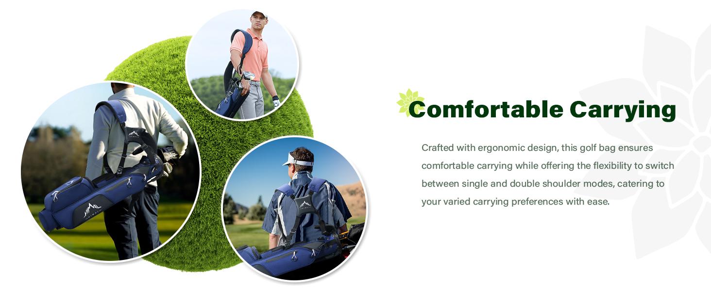 UNIHIMAL Par 3 Golf Lightweight Stand Carry Bag PRO with Dual Shoulder Straps –Pitch n Putt Golf Bag Easy to Carry and Durable for The Driving Range, and Executive Courses – 31.5 inches Tall