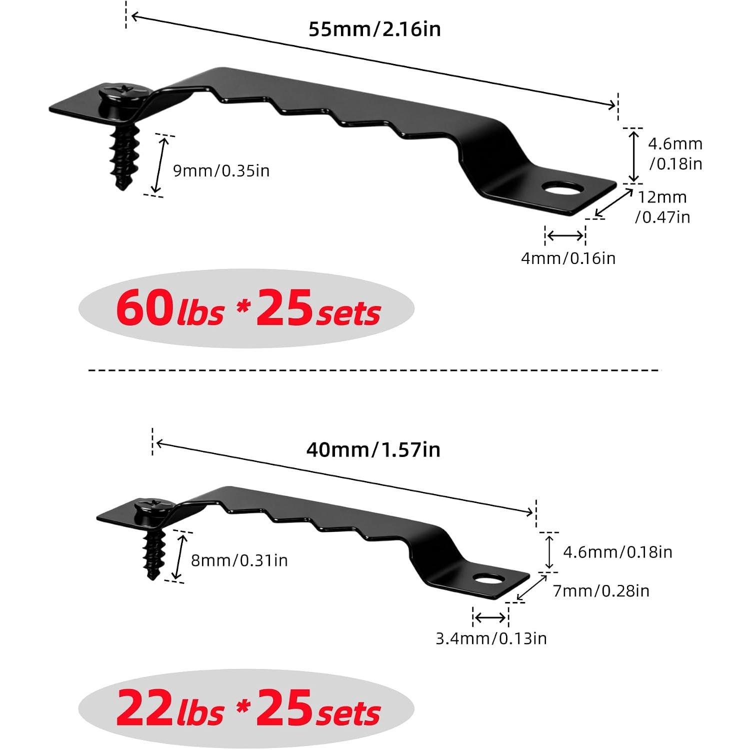 251 count Picture  Kit, -Size Heavy Duty Picture  Hardware | 50 Sawtooth Picture Hangers + 50 D Rings + 150 Screws + , Wall  Kit for Artwork Frame Canvas Mirror Clock