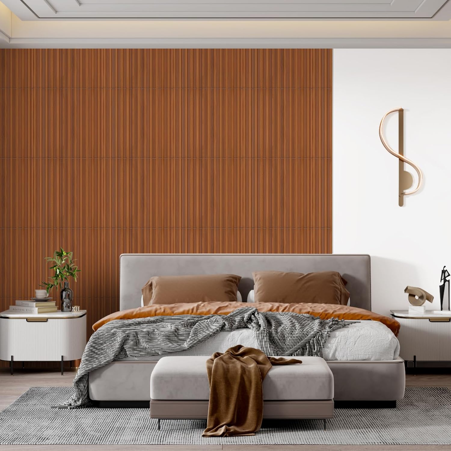 STICKGOO 12 Pcs 3D Slat Wall Panels, 19.7" x 19.7" Main String Wall Panels, Decorative PVC Wall Tiles, 3D Textured Wall Panels for Interior Wall Decor, 32 Sq.Ft - Black