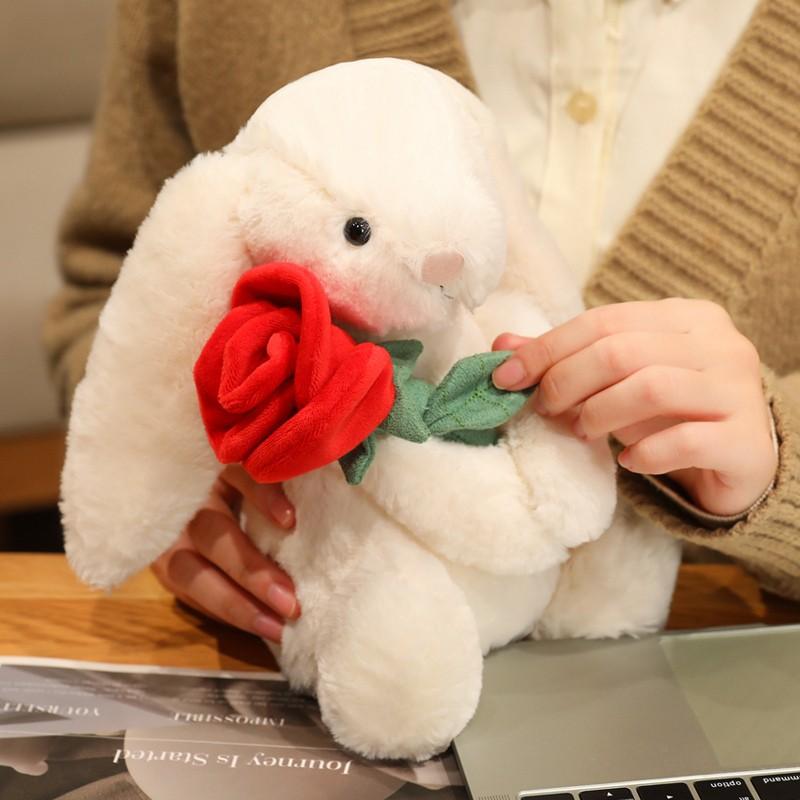 31cm Valentine's Day Bonnie Rabbit Plush Toy, Holding Heart Rose Cake, Soft Handfeel, Perfect Gift for Girlfriend, Easter and Proposal 31cm Valentine's Day Bonnie Rabbit Plush Toy, Holding Heart Rose Cake, Soft Handfeel, Perfect Gift for Girlfriend, Easter and Proposal