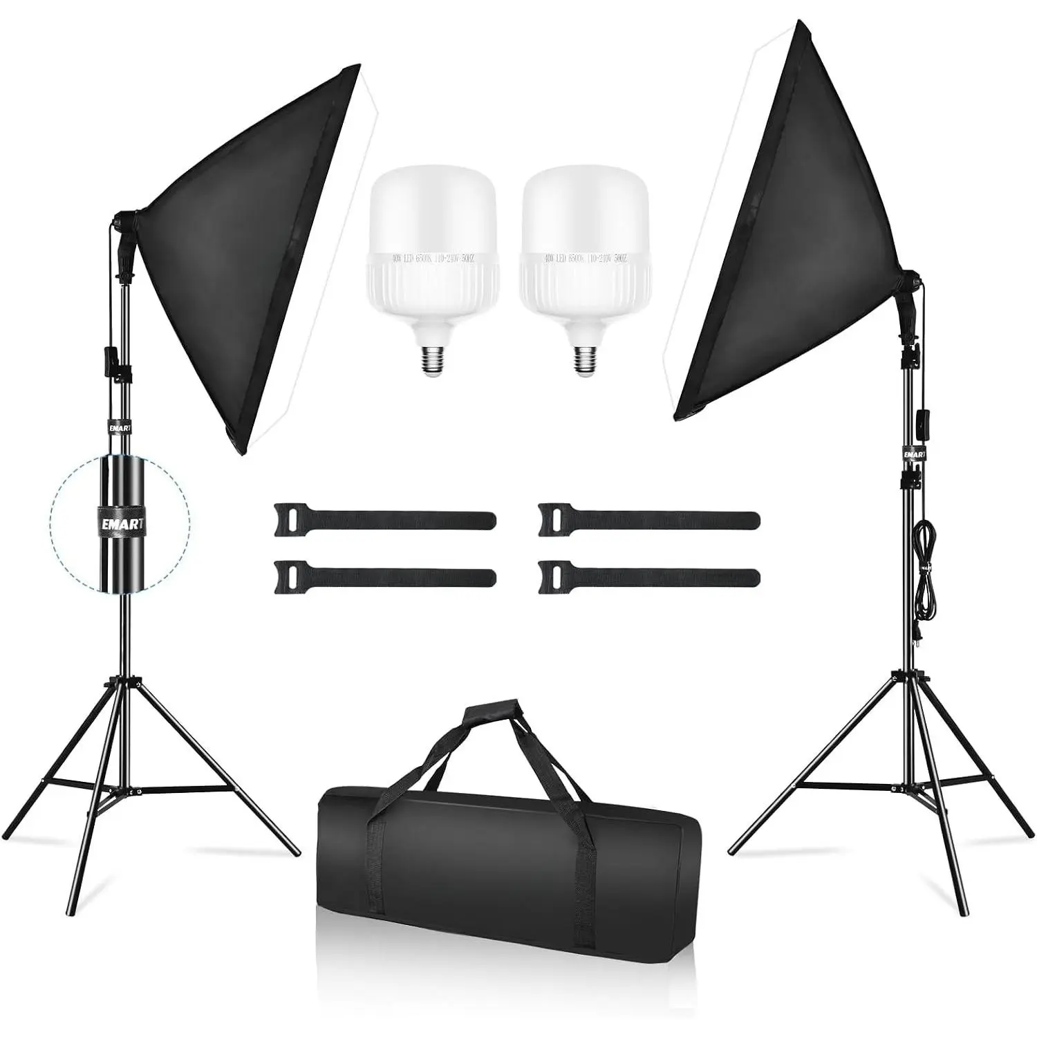 2-Pack Softbox Photography Lighting Kit, 20"x28" Soft Boxes for Portrait Photography