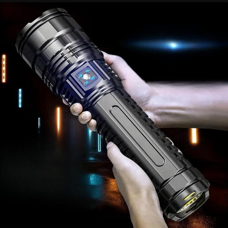 Usb Rechargeable Led Flashlight, 5 Modes Zoomable Tactical Flashlight, High Powered Flashlight, High Lumen Flashlight, Portable Lighting Led Light, Outdoor Flashlight Tools for Camping Hiking, Led Lights, Adjustable Tactical Flashlight
