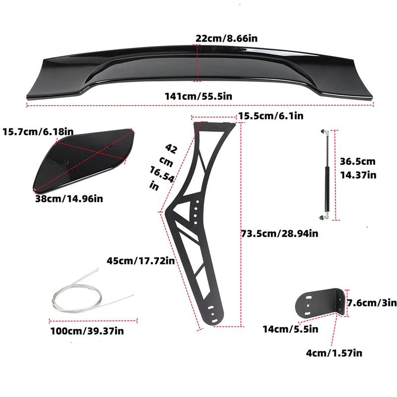 MUTUSAISI Universal 55inch GT Racing Spoiler Chassis Mount Trunk Wing Accessories for Most Vehicles