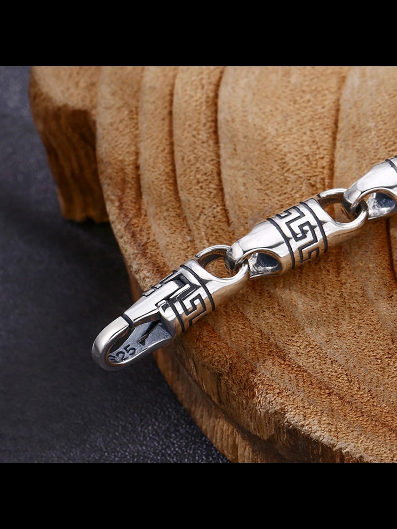 Trendy Silver Color Hand Chain Bracelet, Ethnic Pattern Copper Jewelry, Casual All-Season Accessory, Unique Vintage Style