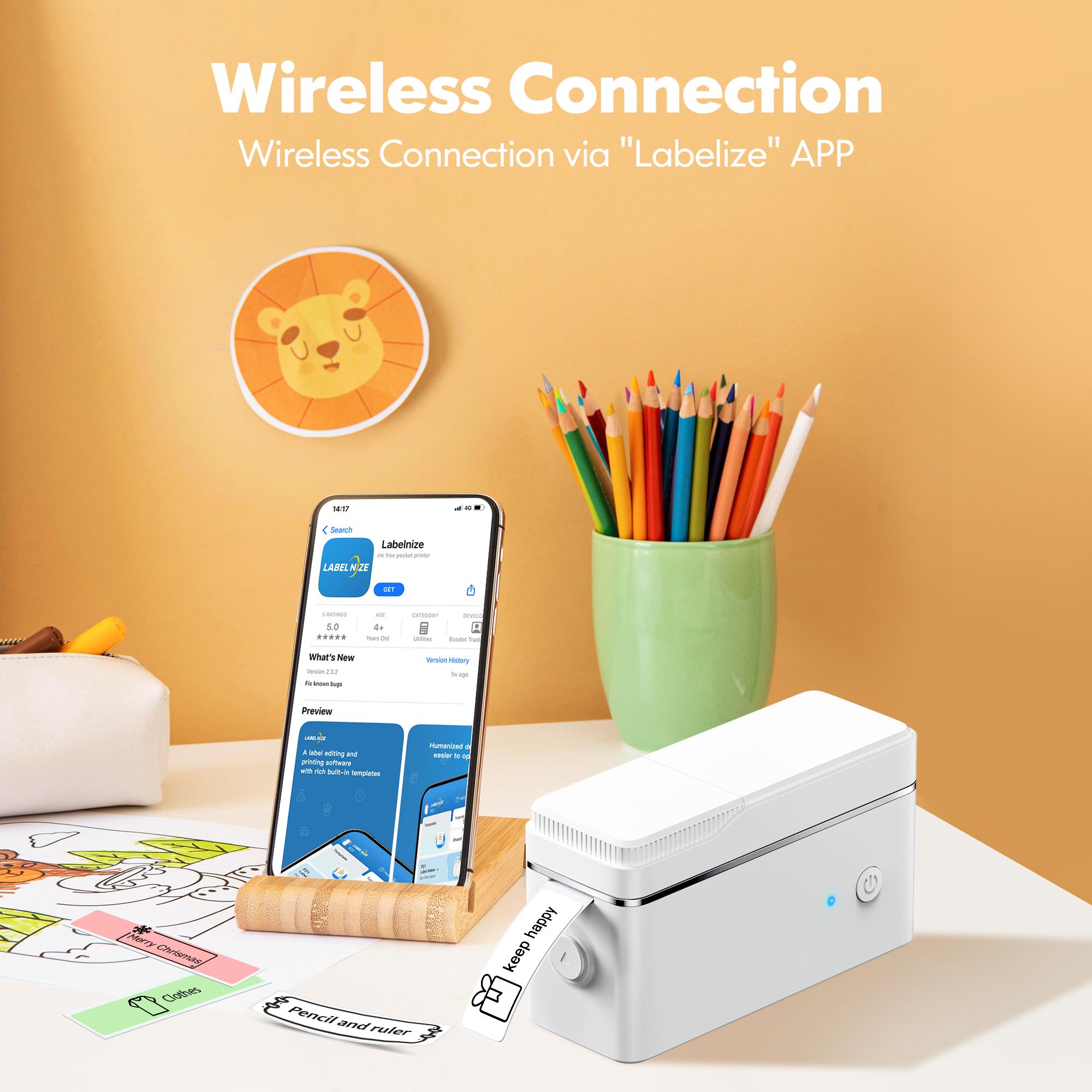 Polono P31S Portable Label Printer Wireless Mini Sticker Printer with Tape for Study Notes, Barcodes, Memos, Christmas Gifts