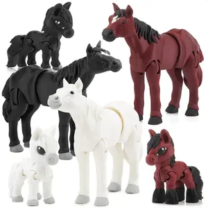 cobinaan 6PCS 3D Printed Horse Toys Set, Realistic 3D Printed Animal for Kids, Articulated Flexible Figurines Fidget Toys for Easter Party Favors Birthday Gifts Cake Topper Home Office Desk Decor