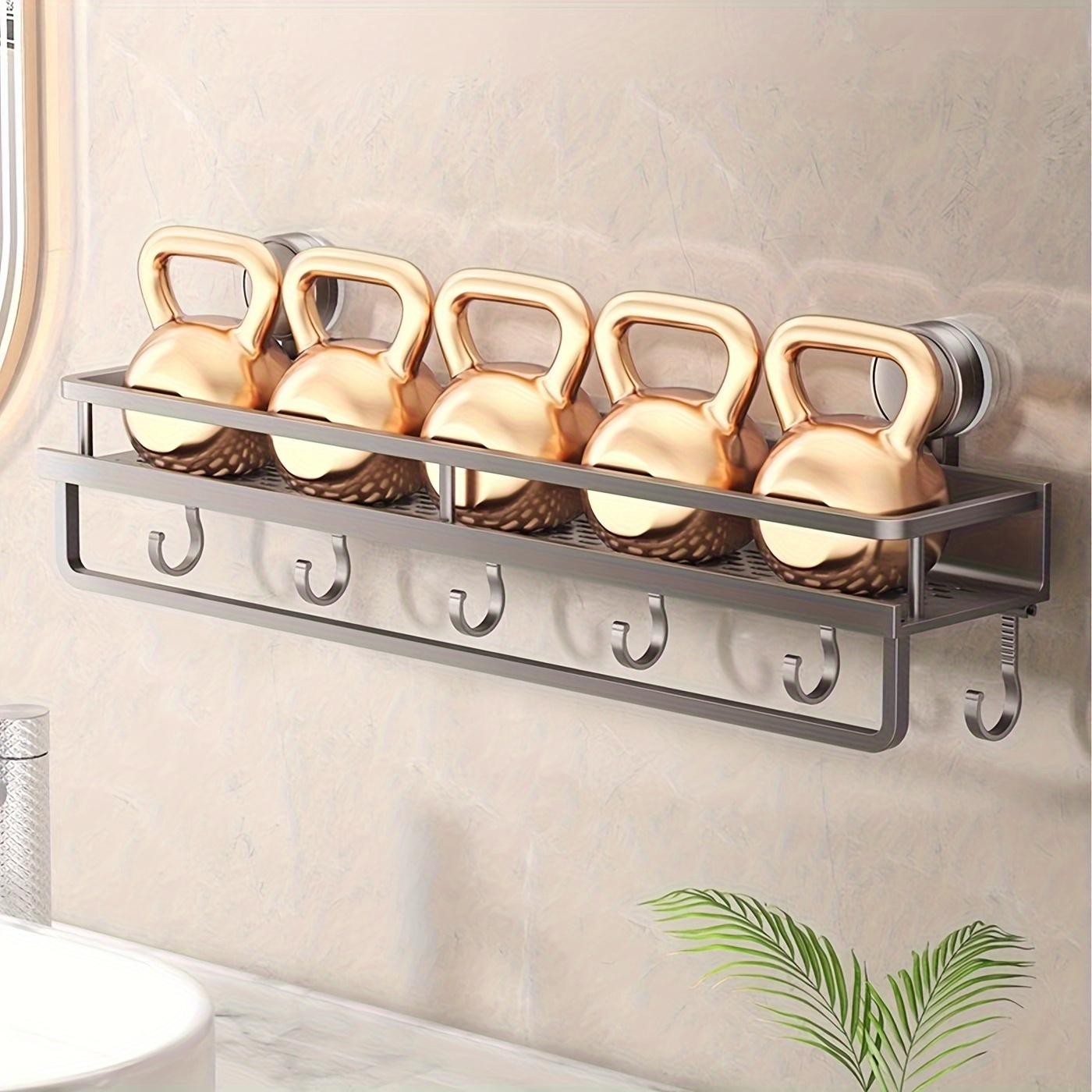 Fashion Multifunctional Metal Storage Rack - Easy to Install, Space-Saving Design, Effectively Organizes Home, Polished Surface, Wall Mounted Organizer with Drain Holes, Ideal for Bathroom or Kitchen Use
