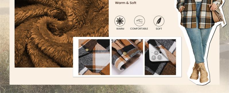 IN'VOLAND Plus Size Women Flannel Plaid Shacket Jacket Long Sleeve Button Down Fleece Hooded Jackets Fall Winter Coat Casual Autumn Women's Plaid Match With Occasions IN'VOLAND Plus Size Women Flannel Plaid Shacket Jacket Long Sleeve Button Down Fleece Hooded Jackets Fall Winter Coat Casual Autumn Women's Plaid Match With Occasions