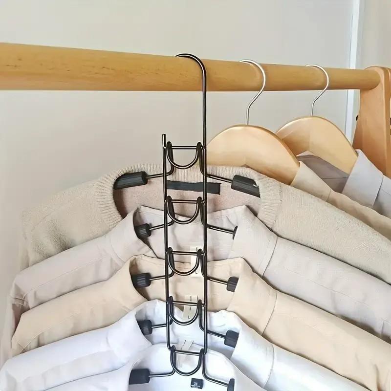 1-Piece Multifunctional Magic Clothes Hanger, Space Saving Storage Hanger, 5-Layer Coated Metal Hanger with Non-Slip Foam Tube, Folding Closet Organizer for Dorms & Closets