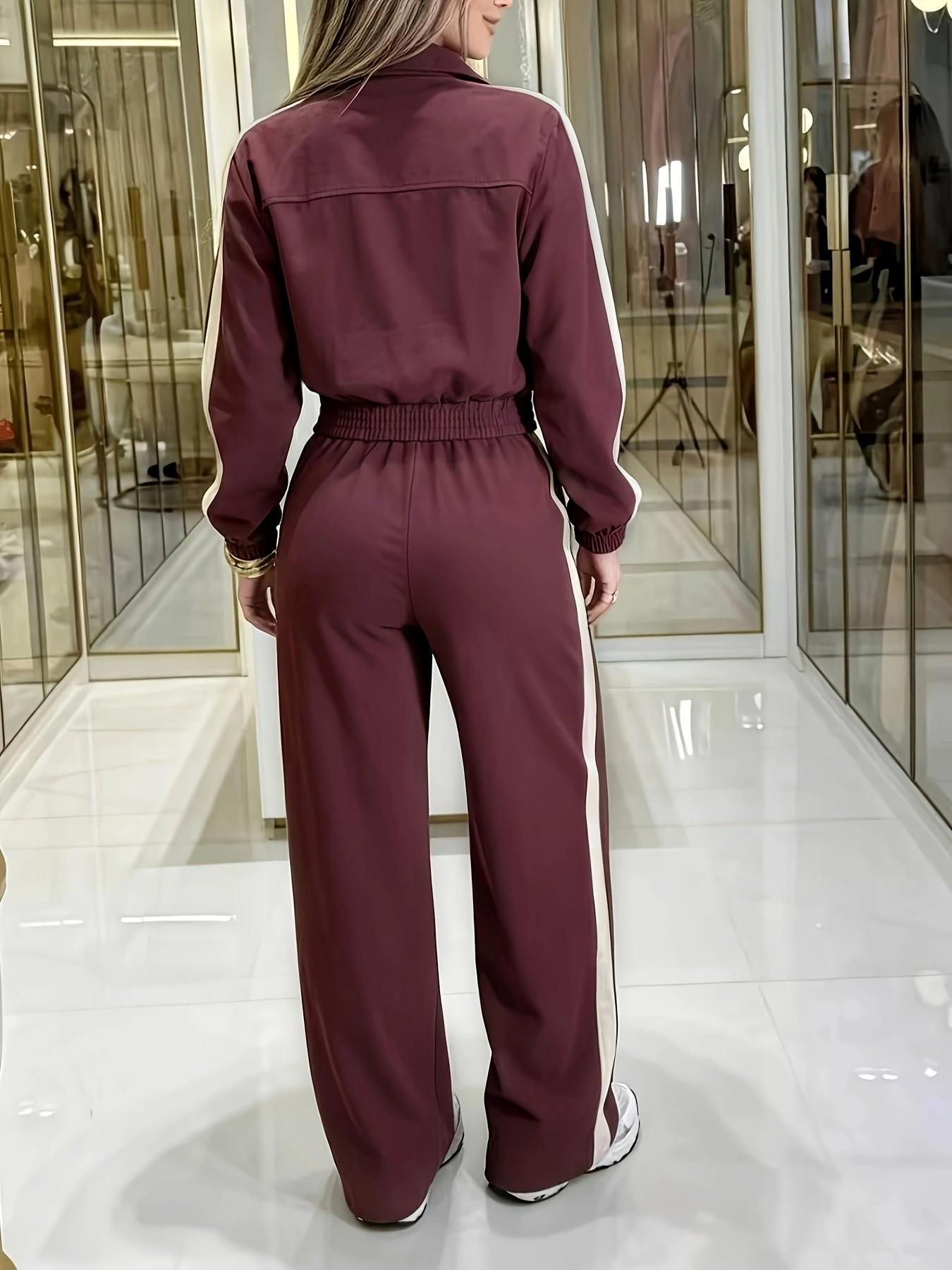 Casual Women's Two-Piece Set, Summer Matching Sets, Short Zipper Jacket and High Waist Pants, Comfortable Stylish Regular Fit Outfit, Ideal for Daily Wear