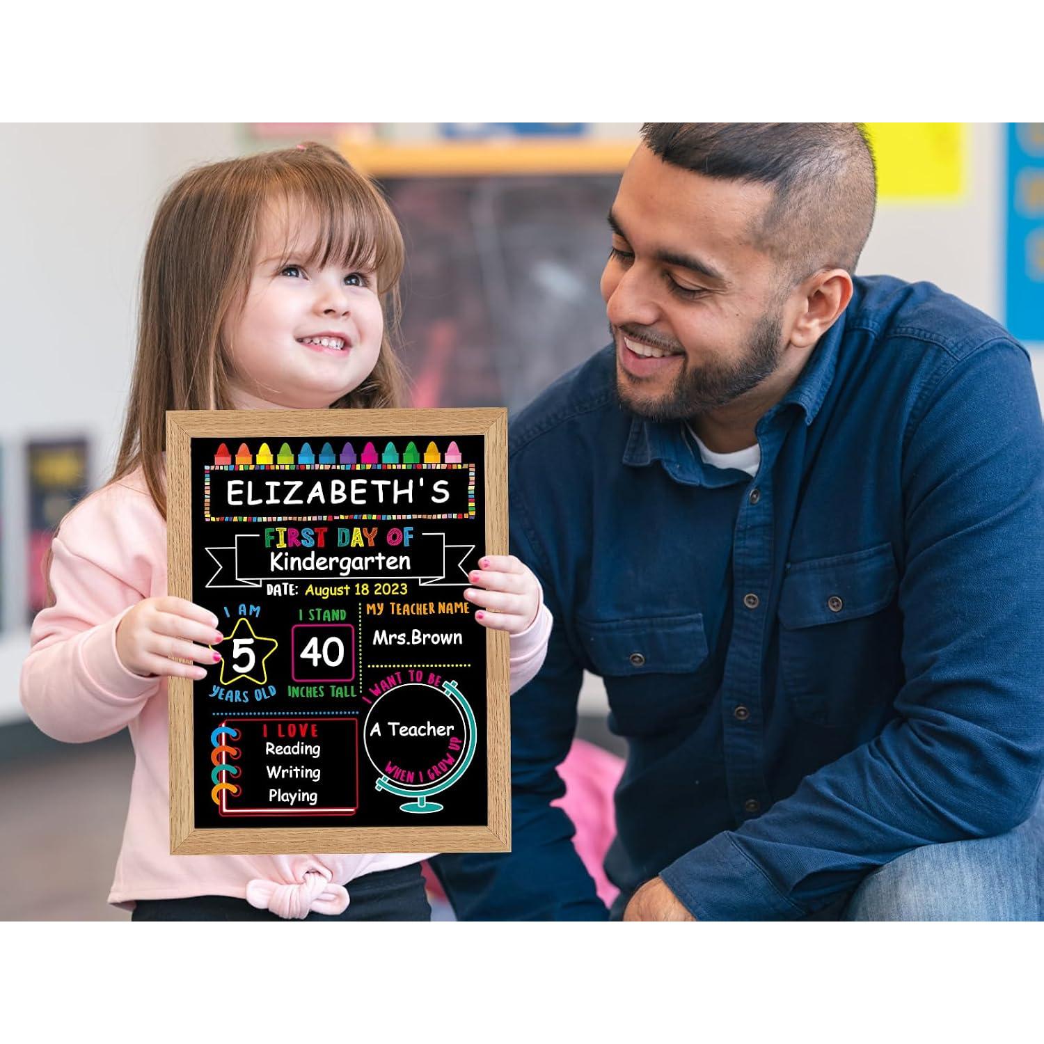 of School Sign Board - 10.3" X 13.2" Double Sided Wooden Frame  of School Chalkboard  -  to School Sign for