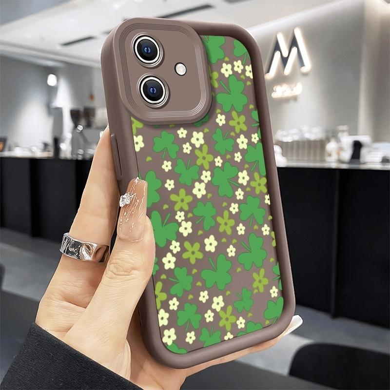 Clover Joy Pattern iPhone Case, Compatible with iPhone 17 Pro Max/16e/15plus/14pro/13pro/air, Anti-Slip Full Coverage Soft Tpu Protector