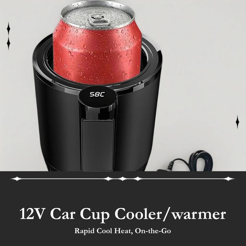 12V Car Cup Cooler & Warmer, Rapid Cooling 0°C to 60°C, 18.6oz Bottle Heater/Cooler, Portable Travel Essential for Truckers, Camping, Office, Gift, Drinking Gadgets, Heated Drinkware Accessories