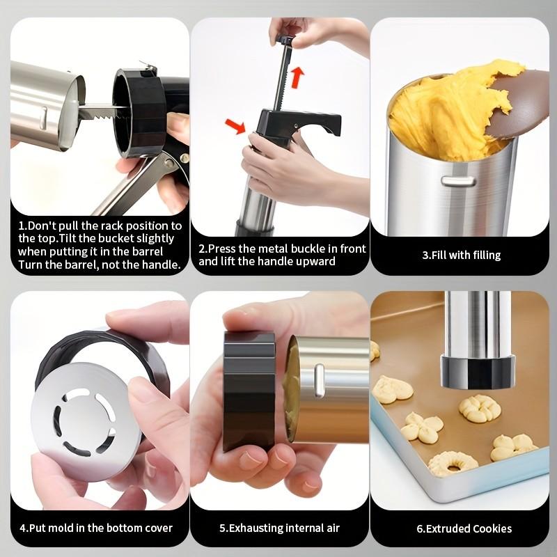 Cookie Press Gun for Biscuits, Cream Piping Gun, Piping Nozzle for Jelly Beans, Home Use Piping Gun, Easy-To-Use Cookie Maker