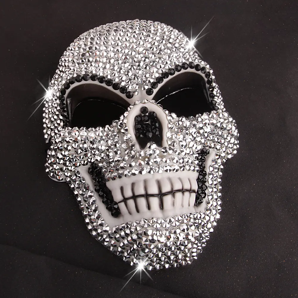 Spooky Season Gothcore Rhinestone Skull Mask Women Teen Girls Bling Face Cover For EDM Rave Music Festival Theme Party Masquerade Night Out Edgy Statement Accessory Wearable Prop